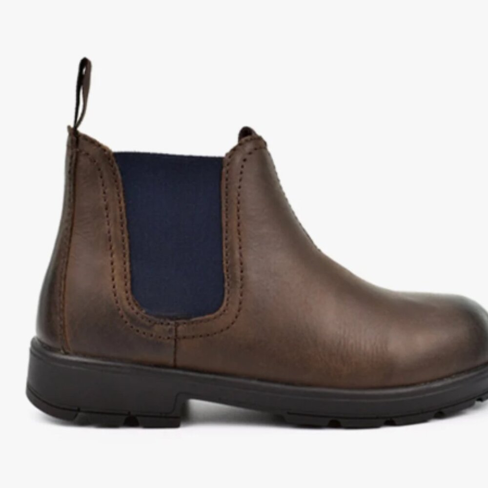 Roamers B820GB Unisex Kids Leather Chelsea Boots Waxy Brown- size 13 kids